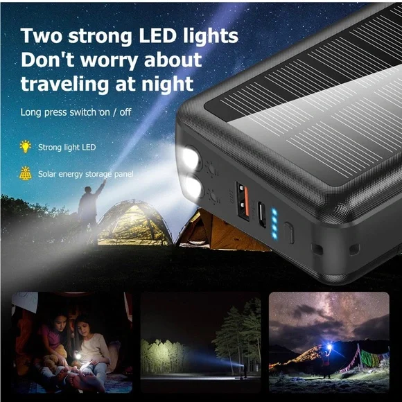 Black Solar Power Bank with Multiple Outputs - Picture 7 of 9